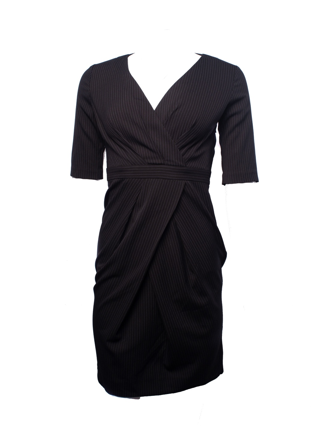 Платье Sisley в мелкую полоску 4n0dsv9a6, черный, XS фото