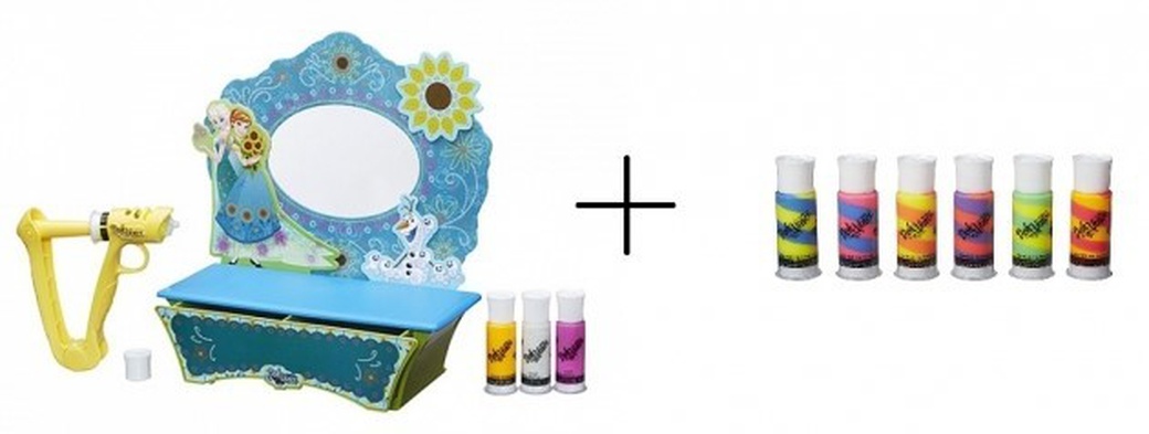 Doh Vinci стильный туалетный столик и набор блестящих катриджей Hasbro Play-Doh B5512N фото
