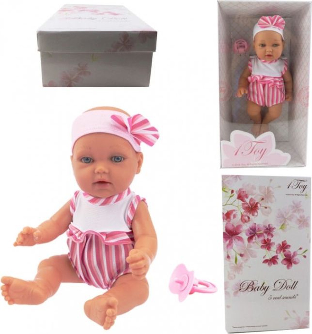 Пупс 1 TOY Baby Doll в полосатом боди, 28 см, Т14112 фото