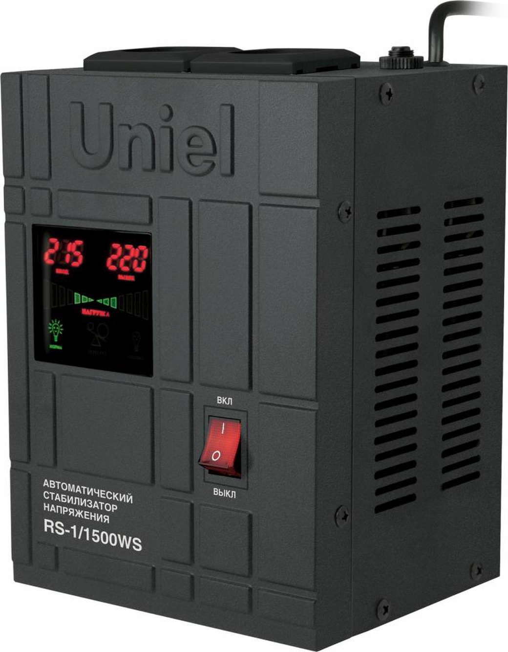 Стабилизатор напряжения Uniel RS-1/1500WS однофазный, цифровой 220В 1000Вт вх.:125-270В фото