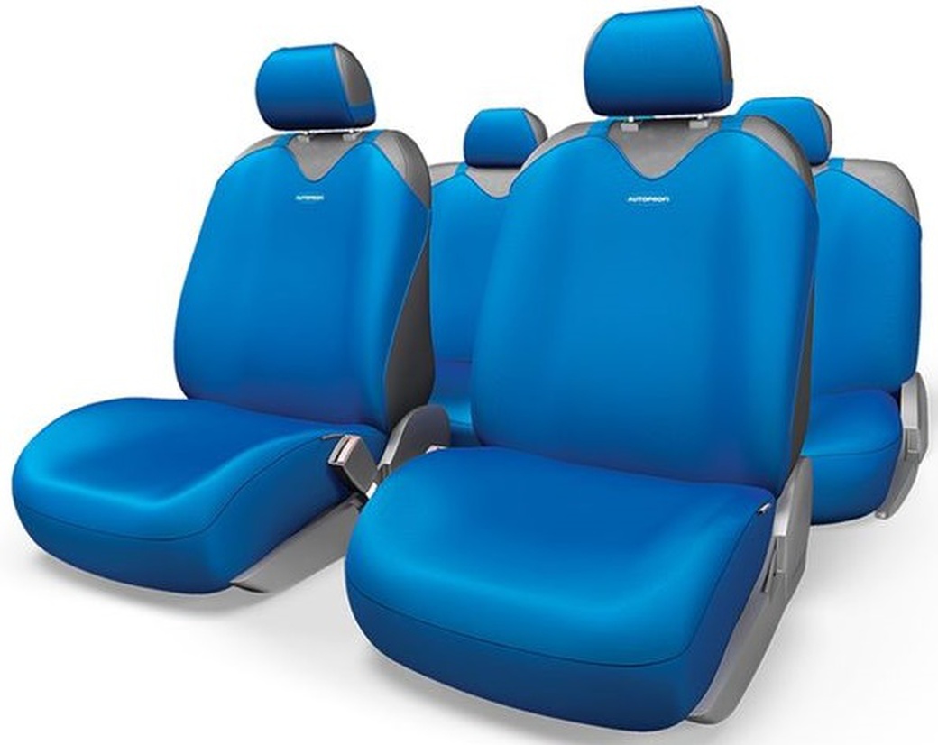 Авточехлы-майки AUTOPROFI R-1 SPORT PLUS, R-902P BL, закрытое сиденье, полиэстер, синий фото