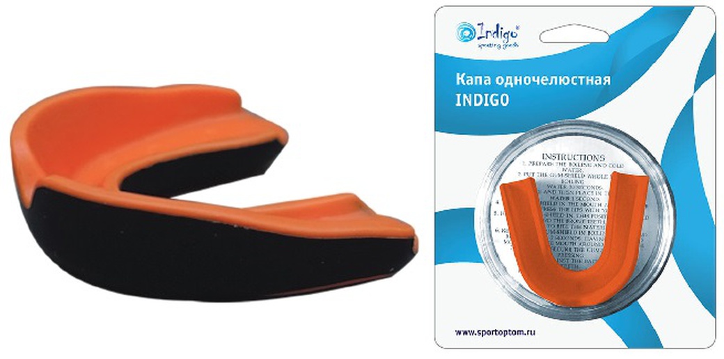 Капа 1 челюстная Indigo MS4-A Черно-оранжевая фото