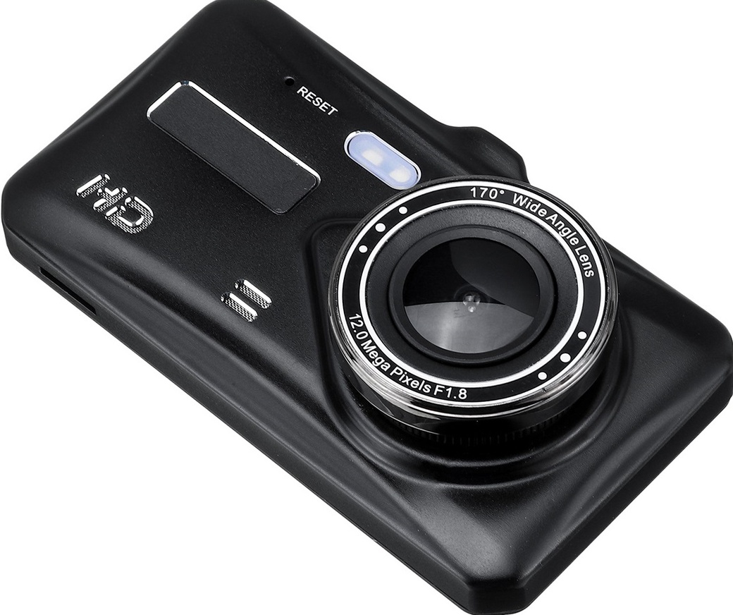 Видеорегистратор 4" запись в FHD с камерами переднего и заднего вида, черный фото