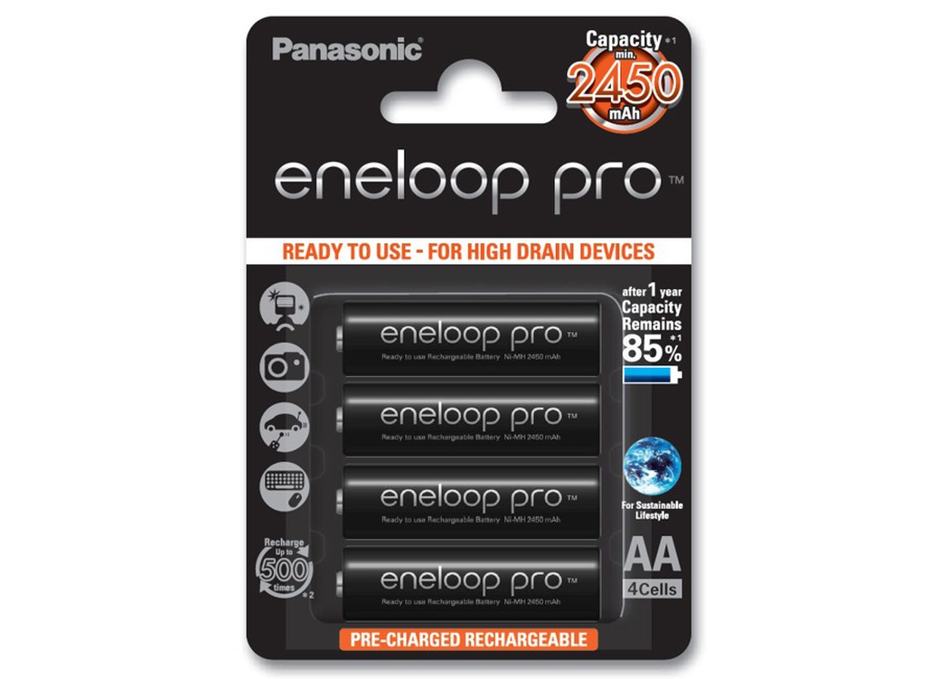 Аккумулятор Panasonic Eneloop Pro AA 2450mAh (BK-3HCDE/4BE), 4 шт. фото