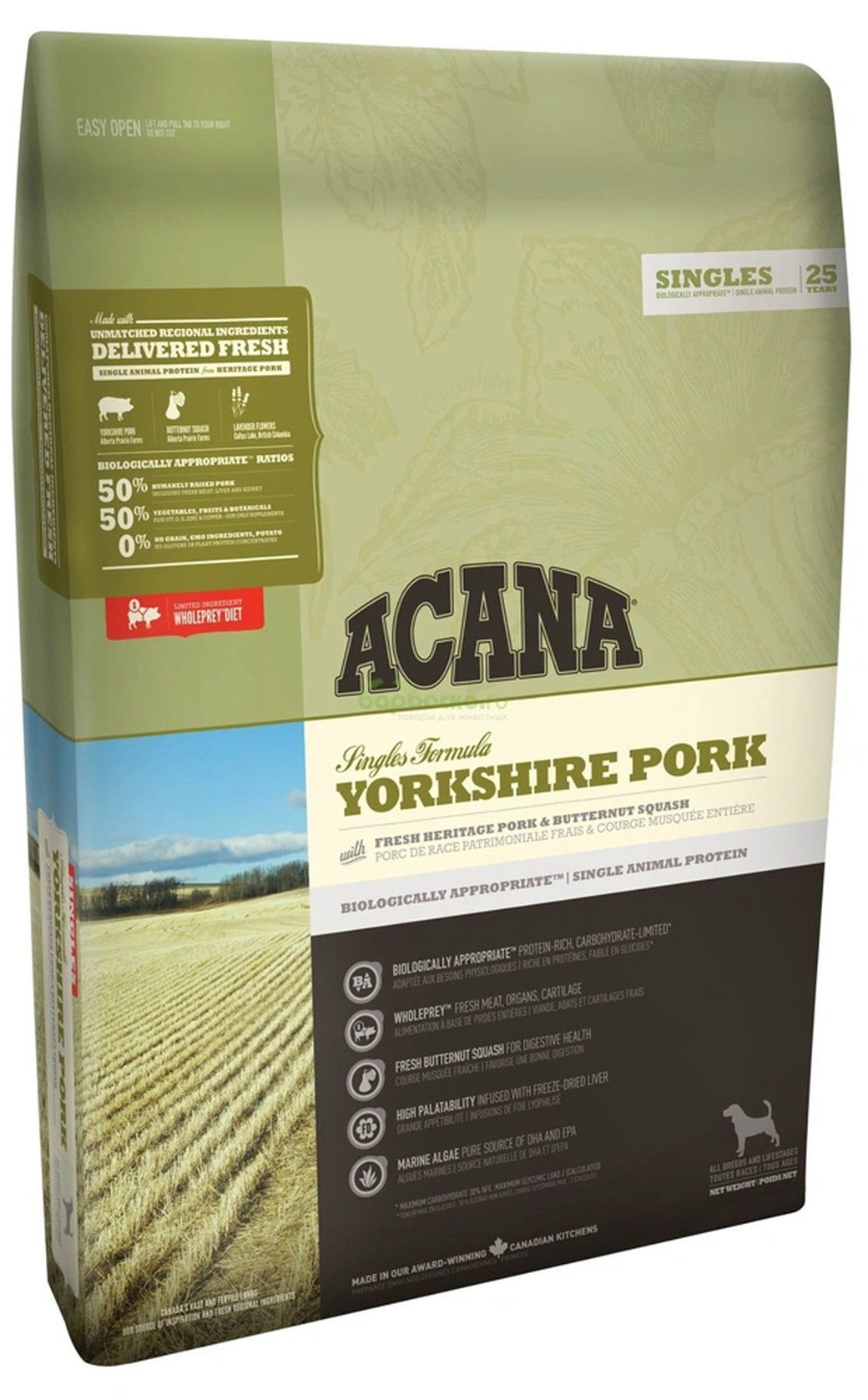 Корм для собак с чувствительным пищеварением Acana Singles Yorkshire Pork, свинина и тыква, 2 кг фото