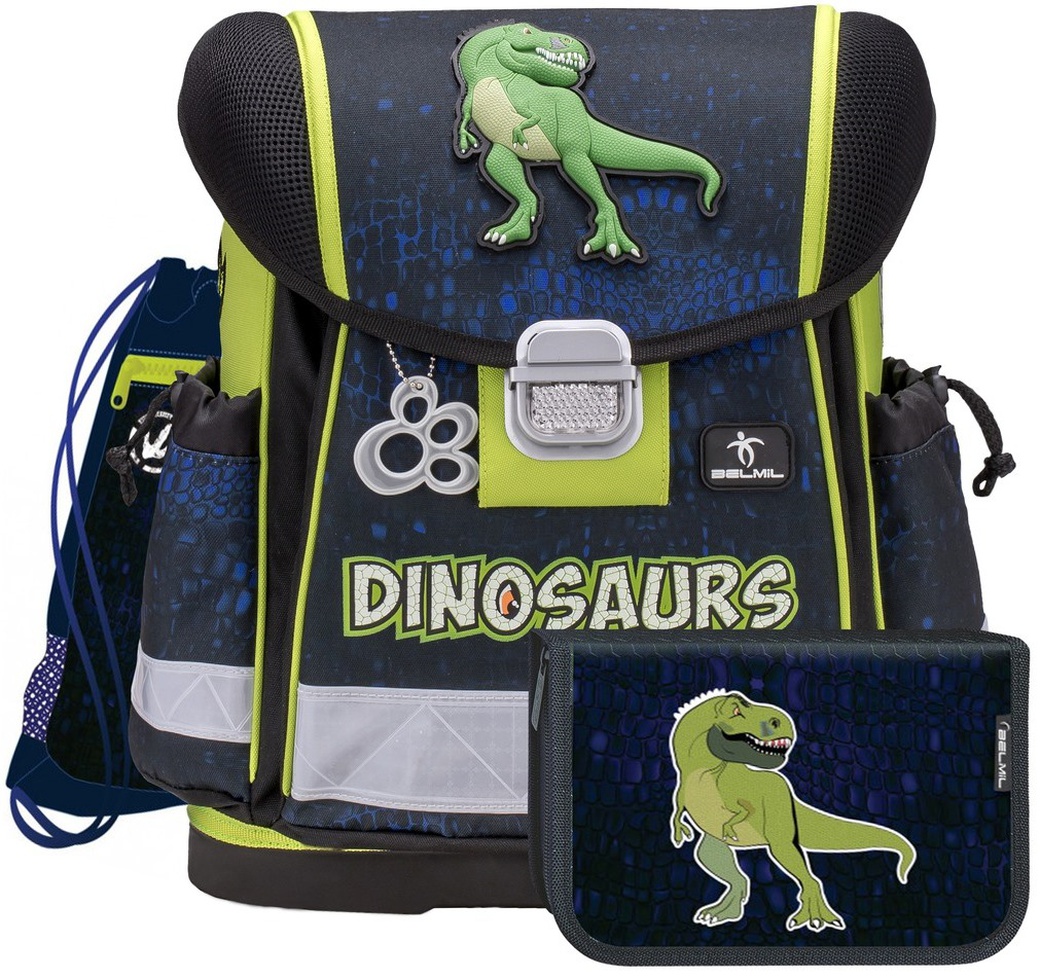 Набор: ранец Belmil Classy Dinosaurs, мешок для обуви и пенал без наполнения фото