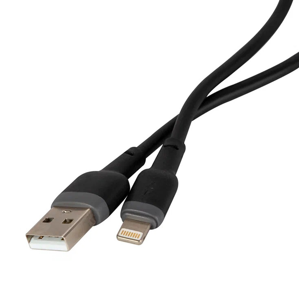 Дата-кабель Red Line USB - Lightning, liquid silicone, усиленный коннектор, PD, до 3А, черный фото