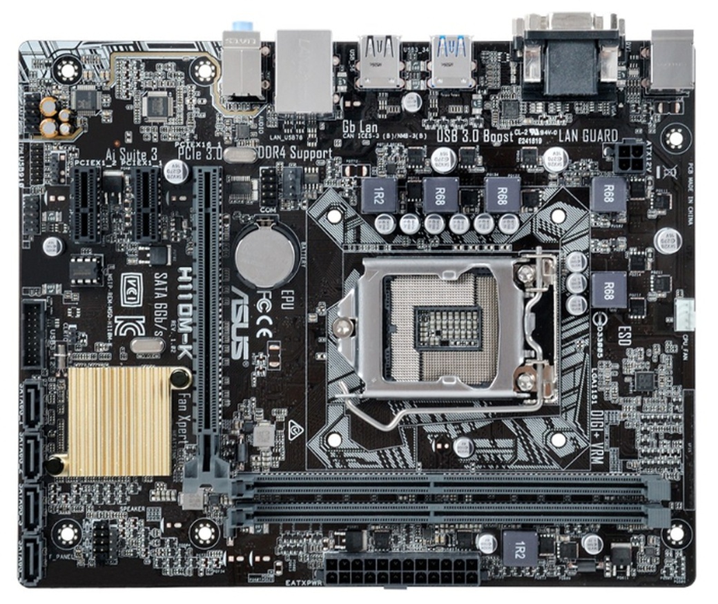 Материнская плата Asus H110M-K Soc-1151 Intel H110 2xDDR4 mATX AC`97 8ch(7.1) GbLAN+VGA+DVI фото