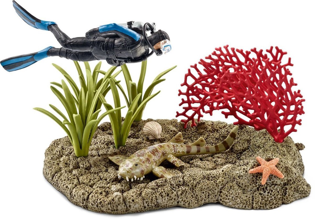 Schleich Риф под водой с дайвером - игровой набор фото
