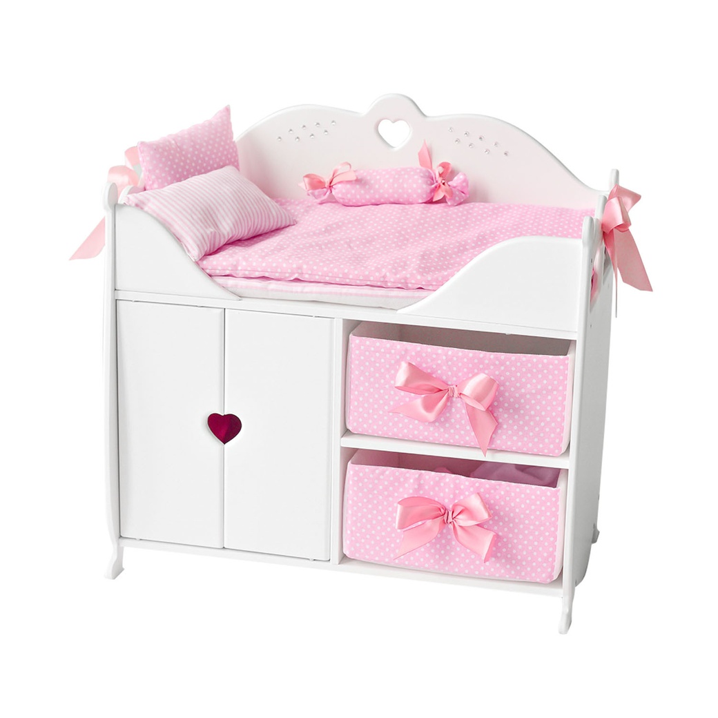Кроватка-шкаф PAREMO для кукол с постельным белье, цвет: белый фото