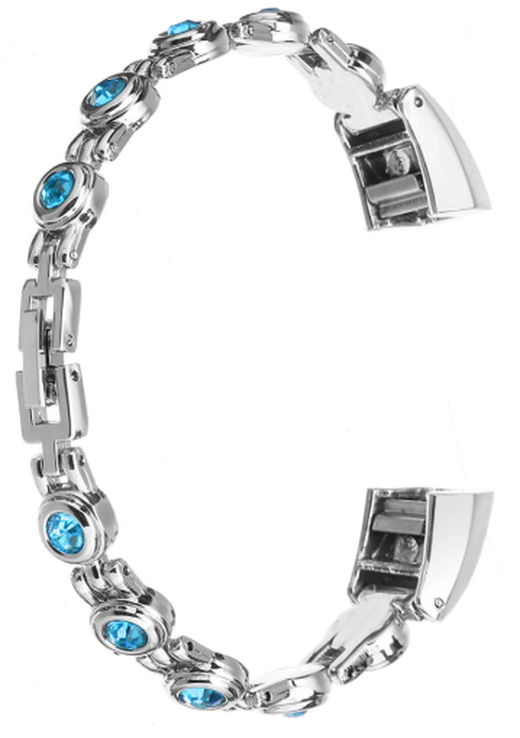 Ремешок для браслета Bakeey для Fitbit Alta/Fitbit HR, нержавеющая сталь, серебро, синие кристаллы фото