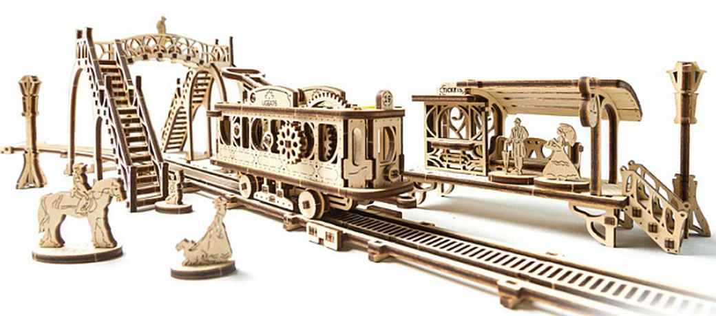 Ugears Трамвайная линия - механический деревянный конструктор фото