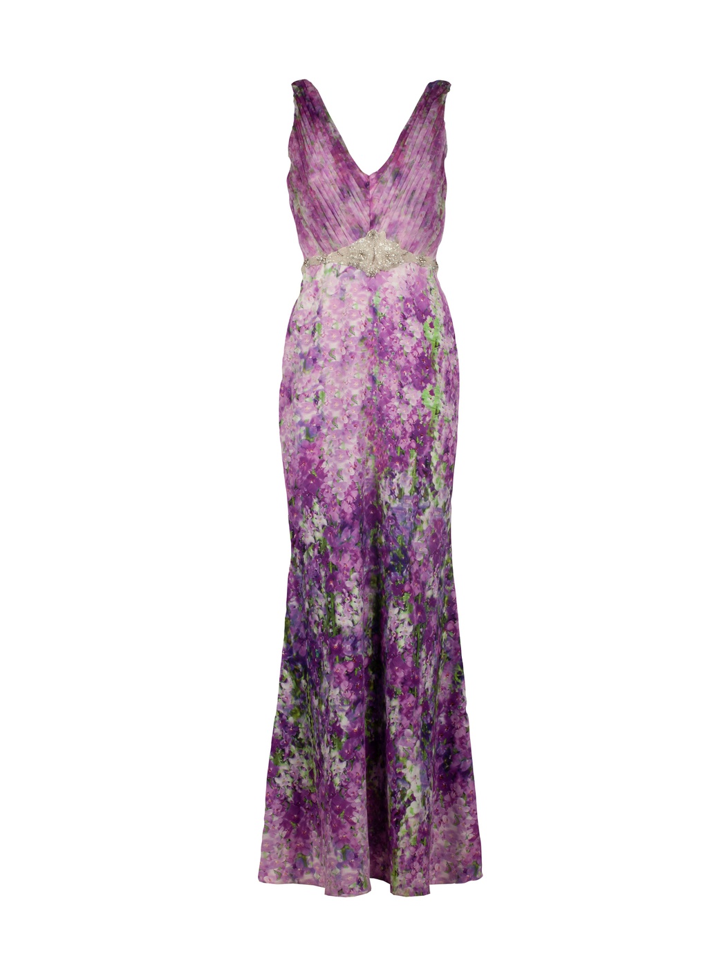 Платье Badgley Mischka с цветами и украшением по поясу eg2162, фиолетовый, 6 фото