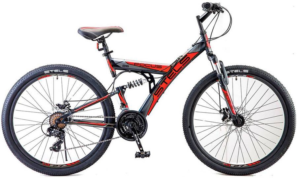 Велосипед Stels Focus 26" MD 21 sp V010 Чёрный/Красный (LU088523) 18" фото