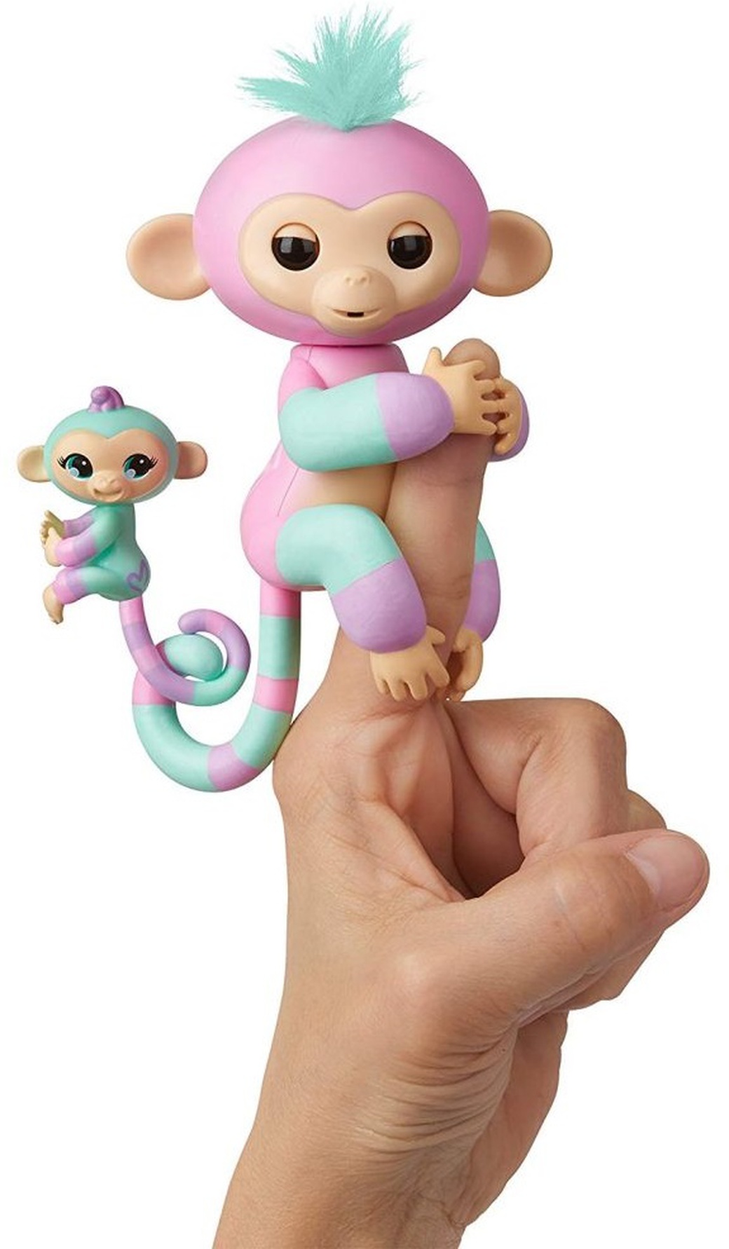 Интерактивная игрушка WowWee Fingerlings обезьянка Эшли с малышом, 12 см фото