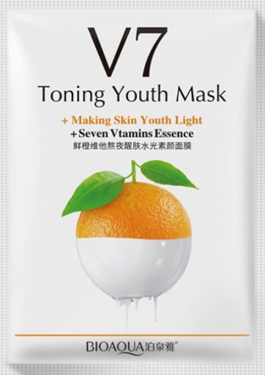 Омолаживающая тканевая маска для лица Bioaqua с комплексом витаминов V7 и экстрактом апельсина фото