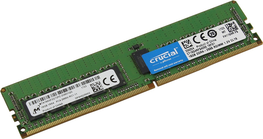 Память оперативная DDR4 16GB Crucial DDR4 2666 MT/s (PC4-21300) CL19 DR x4 ECC Registered DIMM 288pin фото