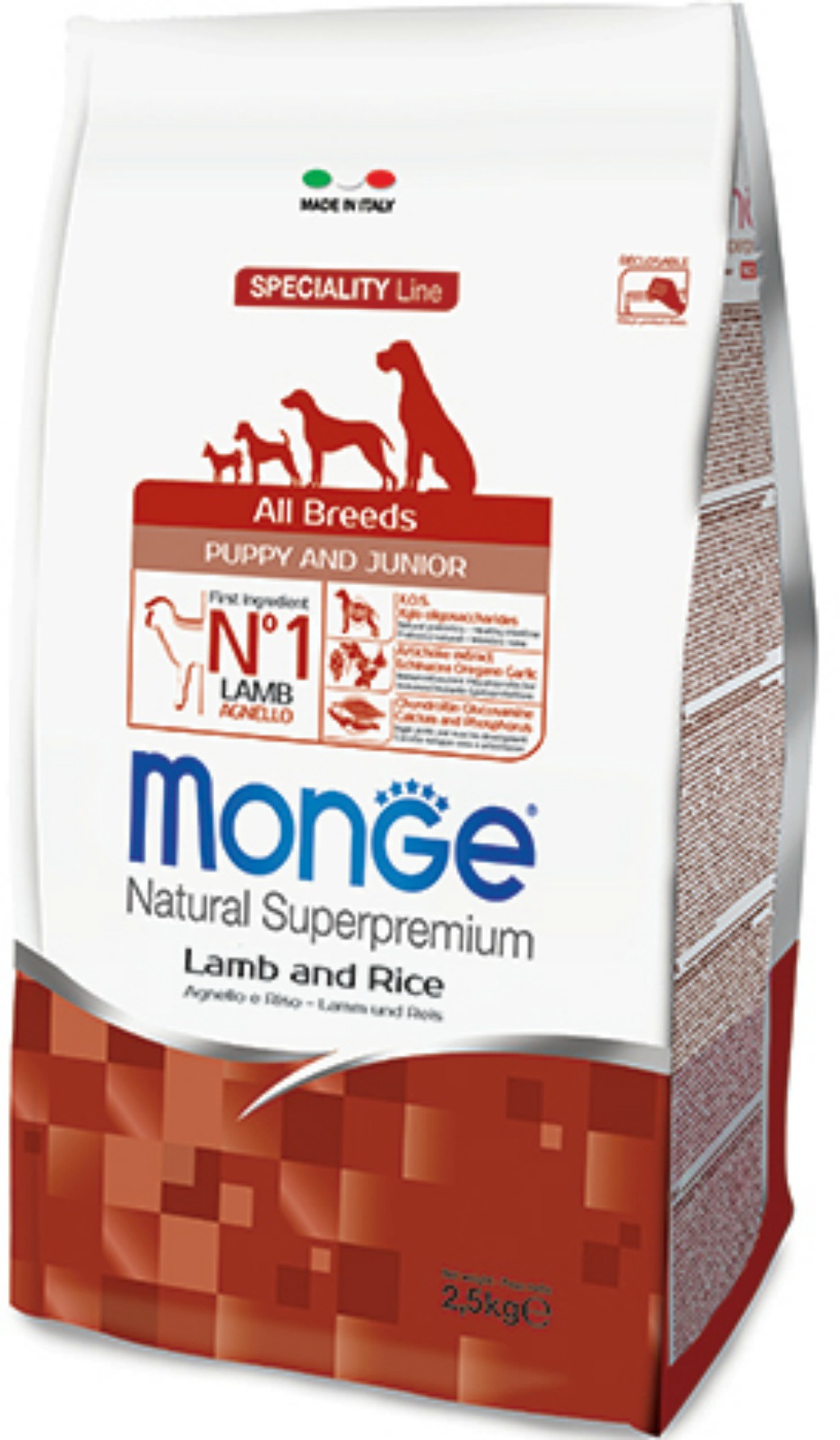 Monge Dog Speciality Puppy&Junior корм для щенков всех пород ягненок с рисом и картофелем 2,5 кг фото