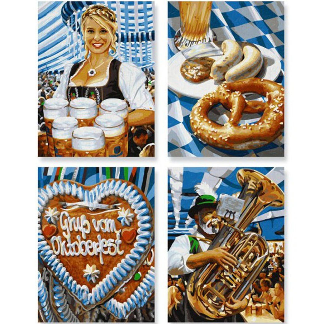 Schipper Октоберфест в Мюнхене - набор из 4 раскрасок по номерам, 18х24 см фото