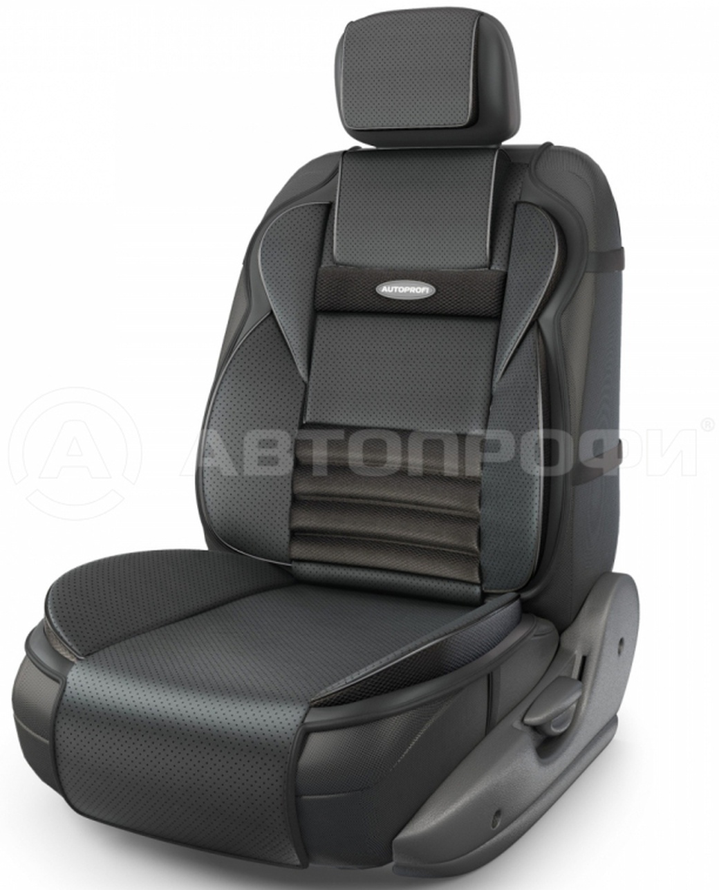 Ортопедическая накидка AUTOPRIFI на сиденье Multi Comfort, MLT-320G BK, анатомическая, 6 упоров, 3 предмета, материал экокожа, чёрный фото