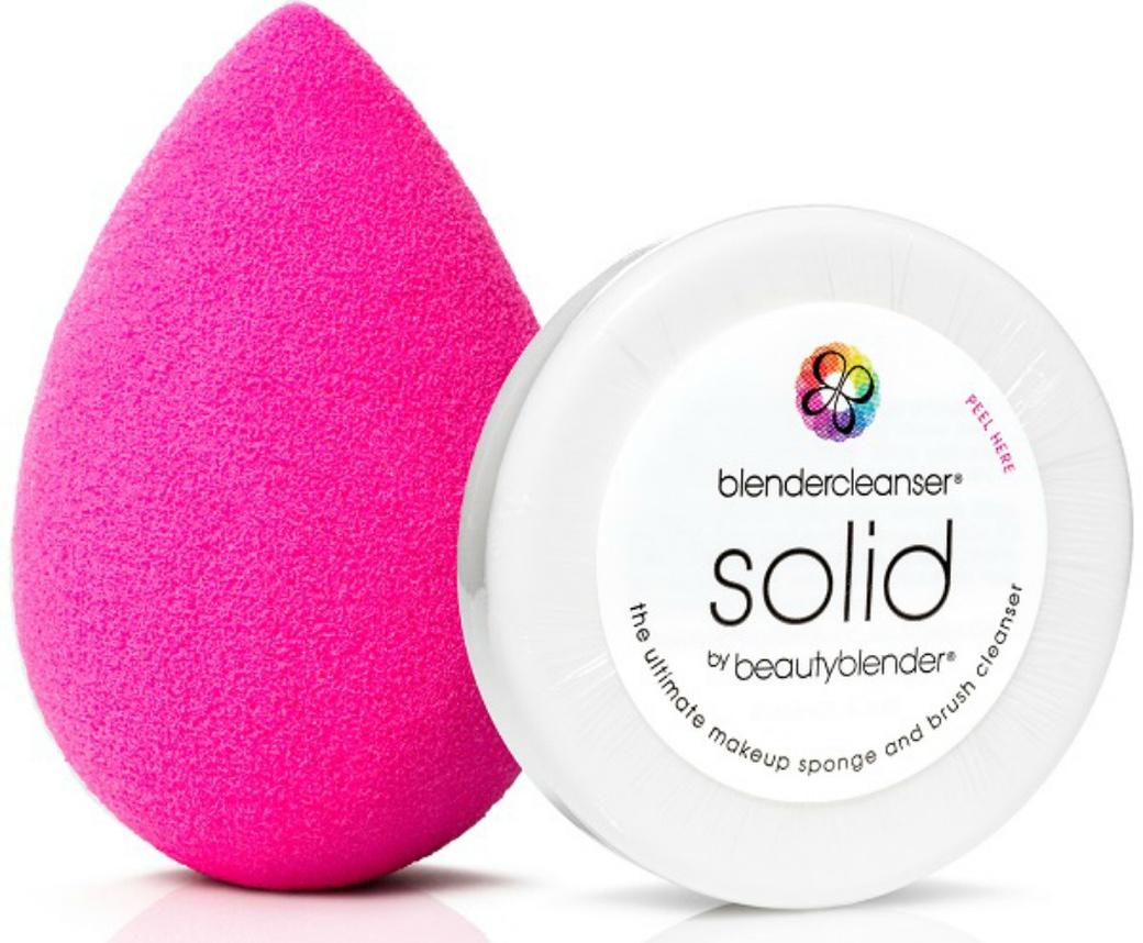 Спонж beautyblender original и мини мыло для очистки solid blendercleanser, розовый фото