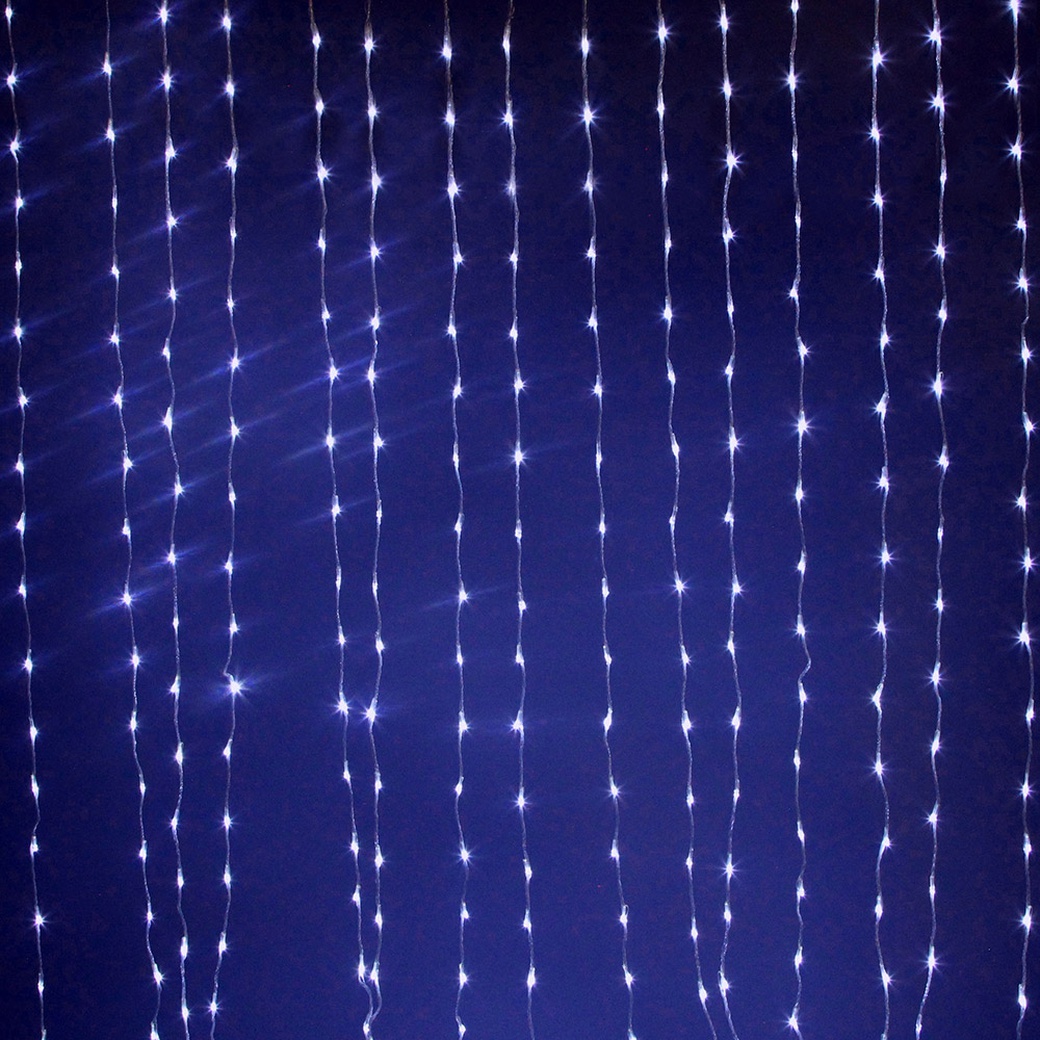 Световой занавес Sh Lights Водопад, 300 синих светодиодов, 1,5х2,2 м, с эффектом стекания, LDCL300С-B фото