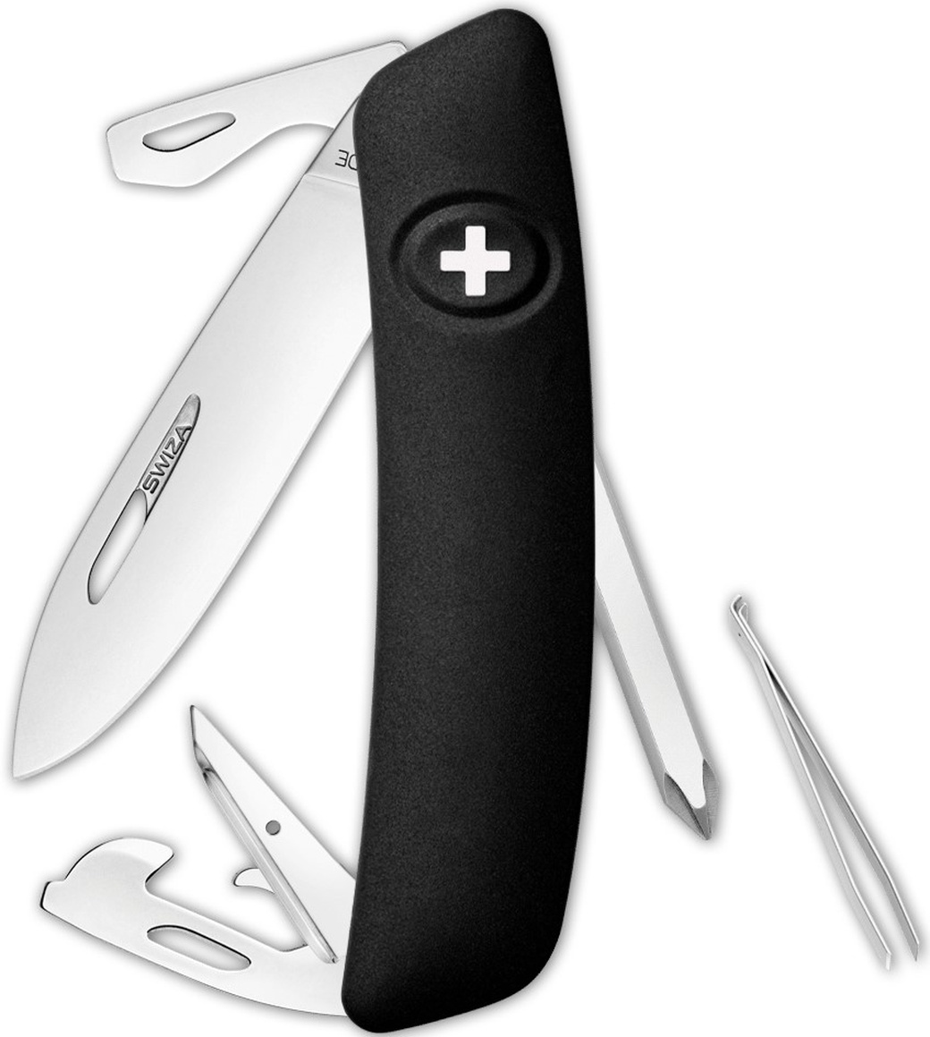 Швейцарский нож Swiza D04 Standard, 95 мм, 11 функций, черный фото