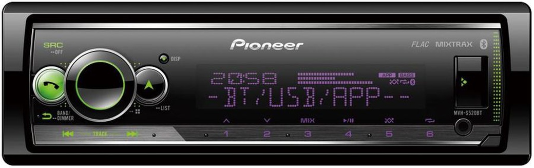 Автомагнитола Pioneer MVH-S520BT 1DIN 4x50Вт фото
