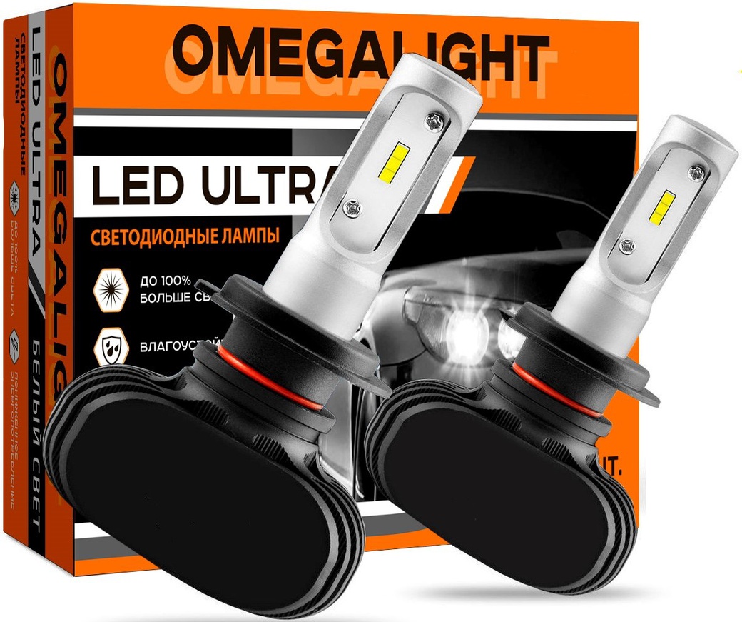 Лампа автомобильная LED светодиодная Omegalight Ultra H27 (880) 2500lm (2шт) фото