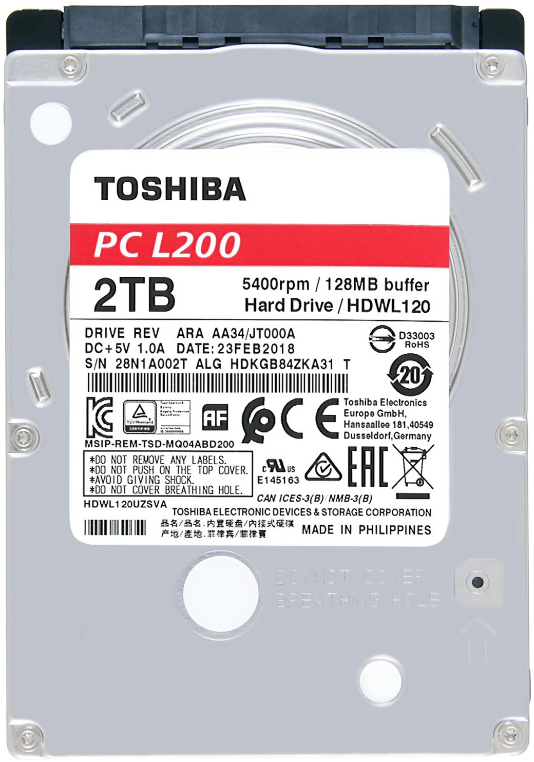Жесткий диск HDD 2.5" Toshiba L200 2Tb (HDWL120EZSTA) фото