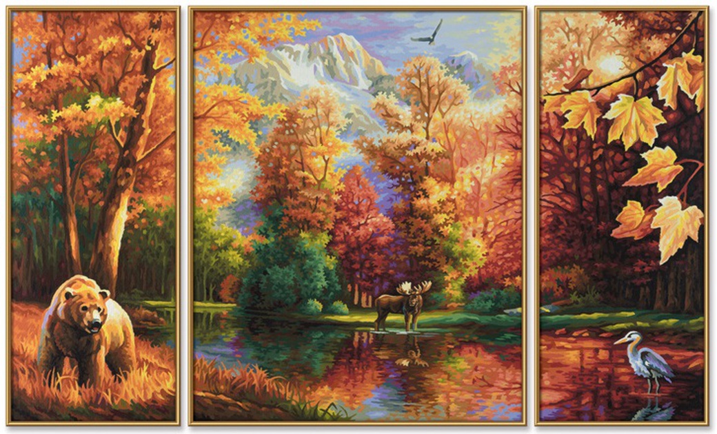 Schipper Триптих Осень - раскраска по номерам, 50х80 см фото
