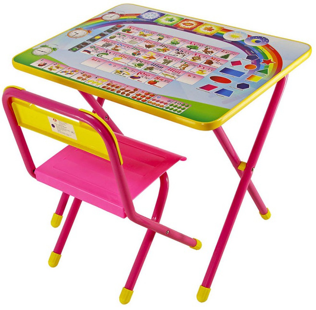 Набор мебели Дэми №1 (стол стул) Алфавит, розовый фото