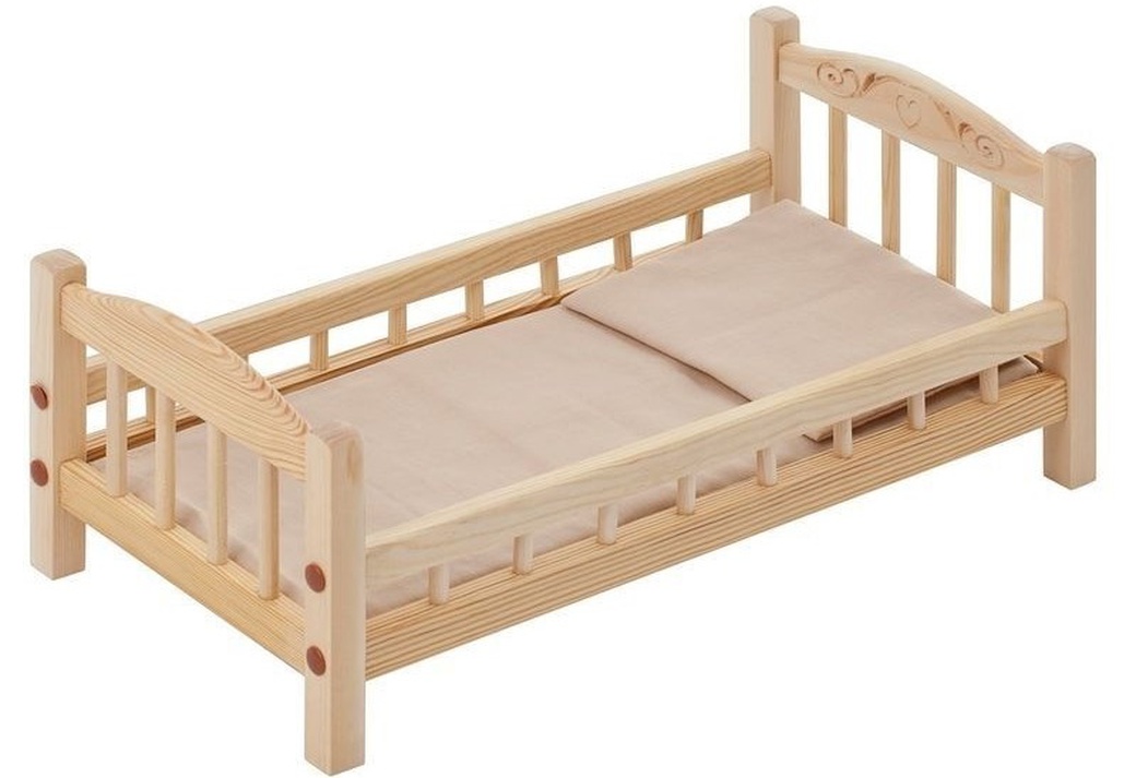 Paremo Классическая кроватка для кукол, бежевый текстиль фото