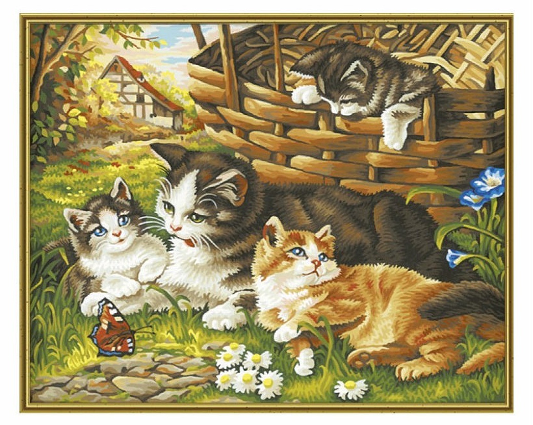 Schipper Раскраска по номерам Семейство кошачьих фото