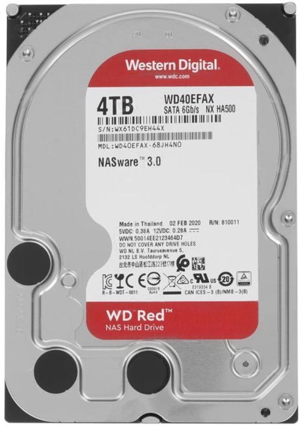Жесткий диск WESTERN DIGITAL SATA 3.5" 4TB 6GB/S 256MB RED WD40EFAX фото
