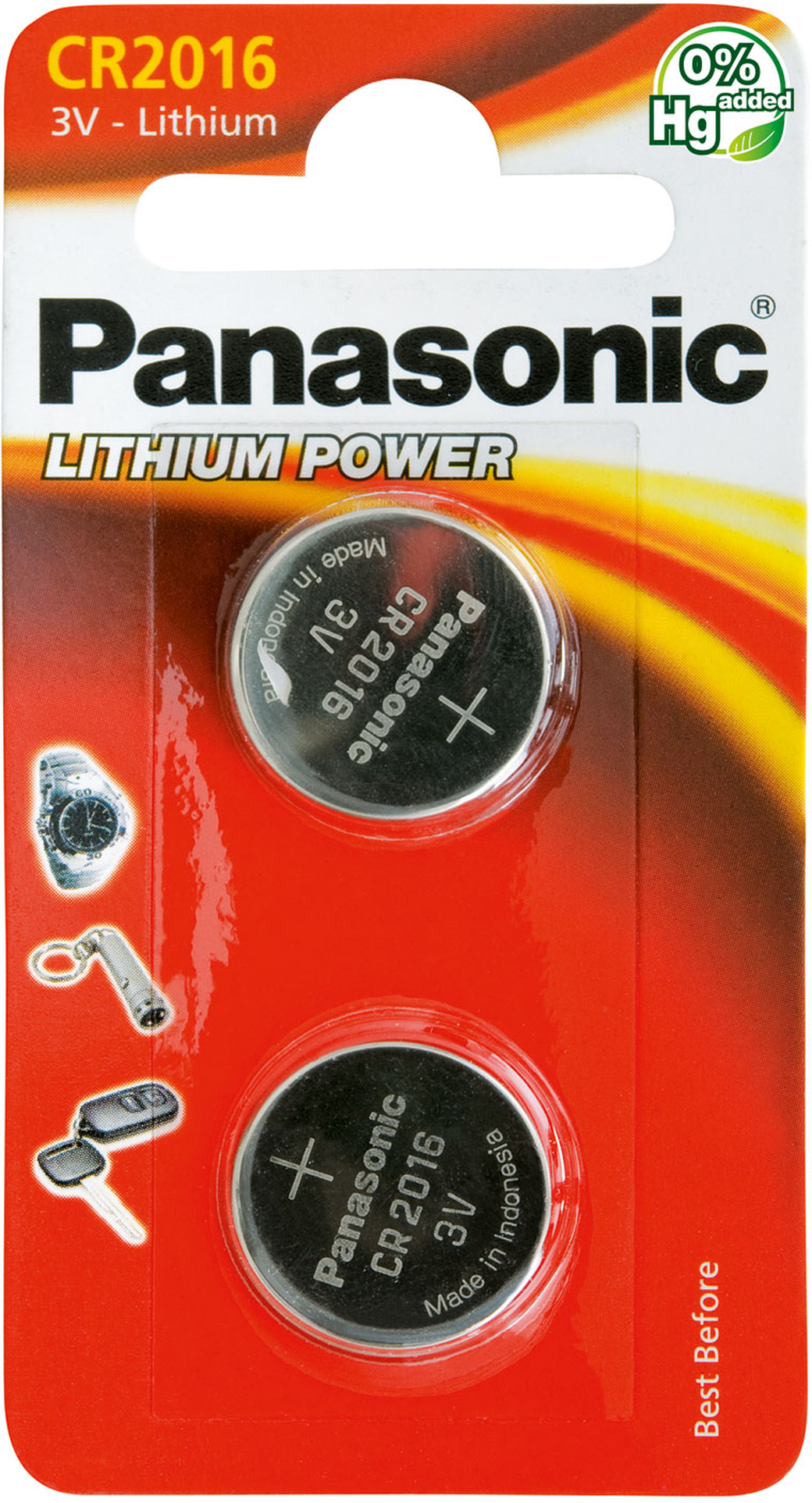 Батарейки Panasonic CR-2016EL/2B дисковые литиевые Lithium Power в блистере 2шт фото