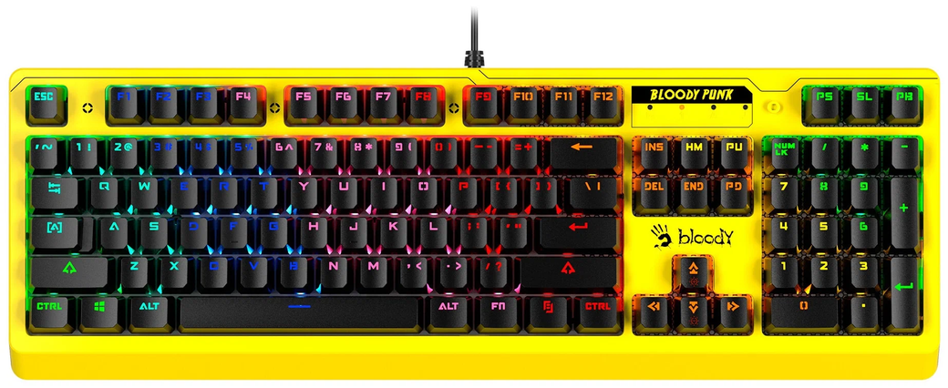 Механическая клавиатура A4Tech Bloody B810RC Punk, желтый/черный фото
