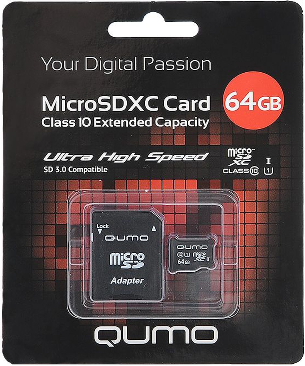Карта памяти Qumo microSDXC 64GB Class 10 + ADP фото