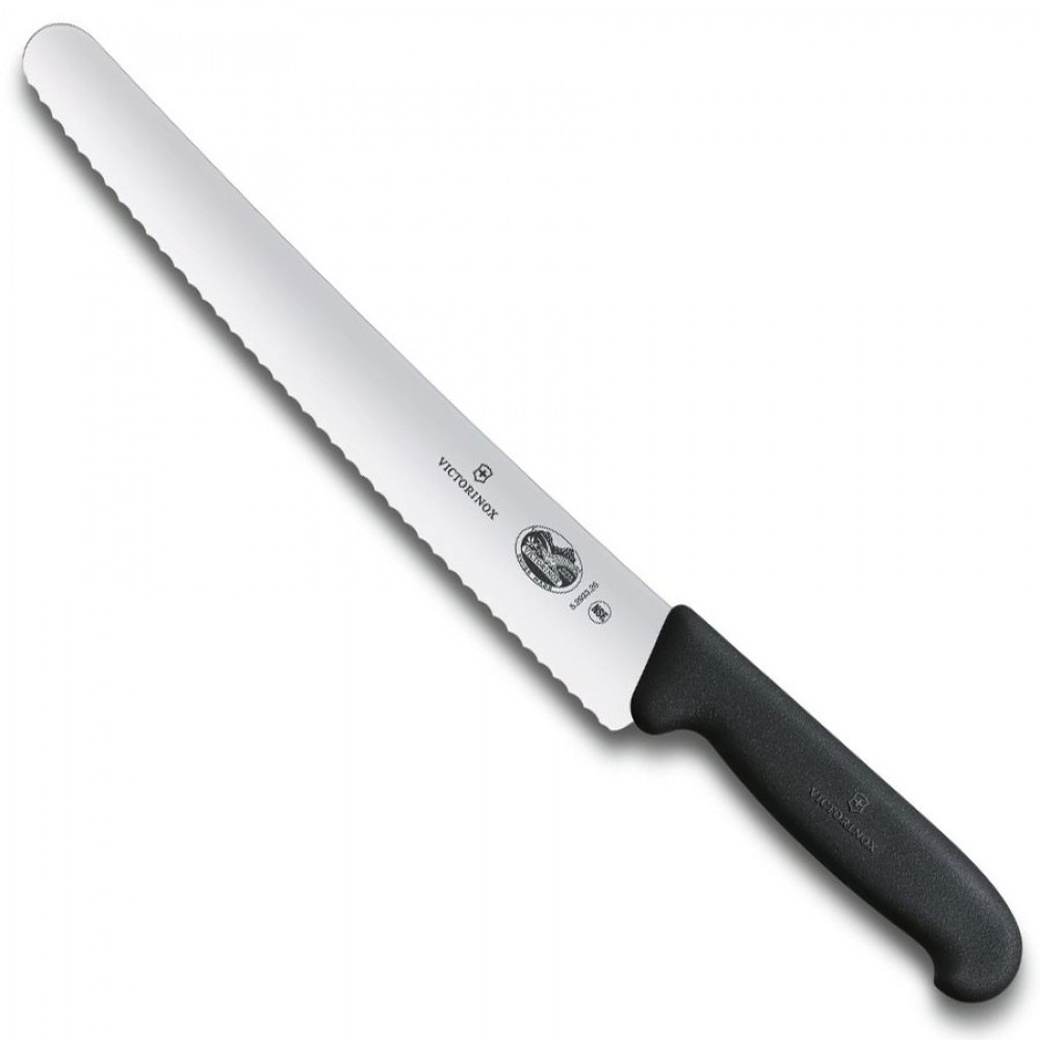 Нож Victorinox для хлеба и выпечки, лезвие 26 см волнистое, чёрный фото