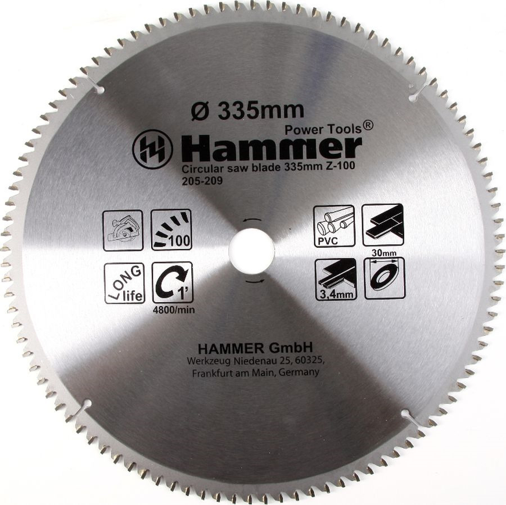 Диск пильный Hammer Flex 205-209 CSB PL 335мм*100*30мм по ламинату фото