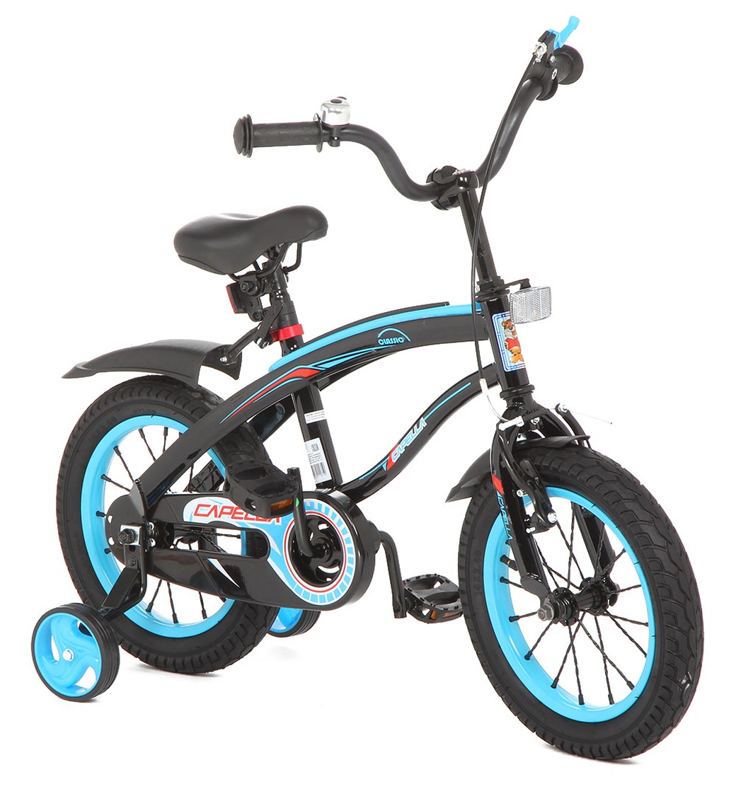 Capella G14BM - детский двухколесный велосипед с клаксоном (сине-черный) фото