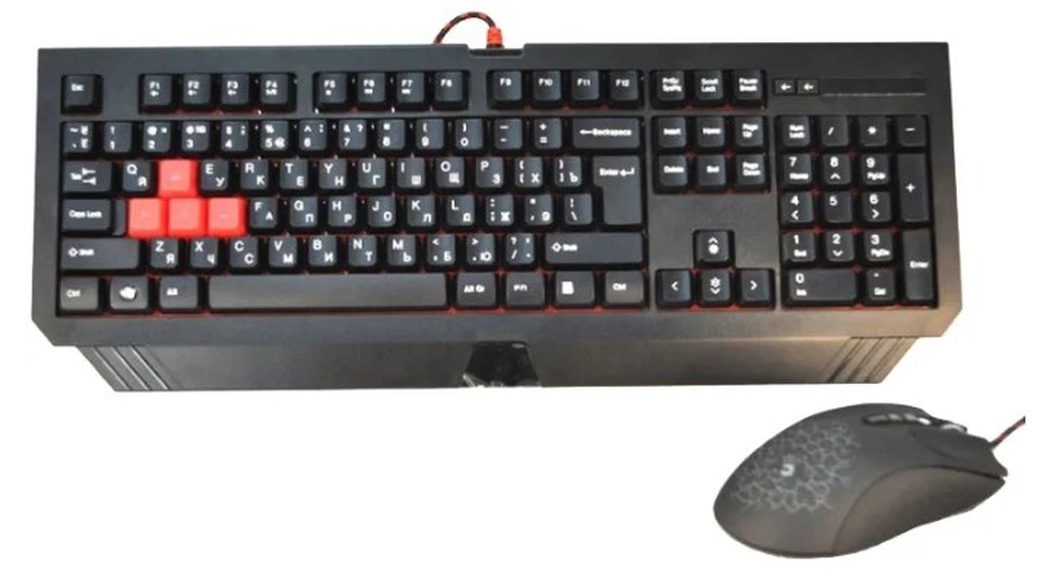 Клавиатура + мышь A4 Bloody Q1500/B1500 (Q110+Q9) клав:черный/красный мышь:черный USB LED фото