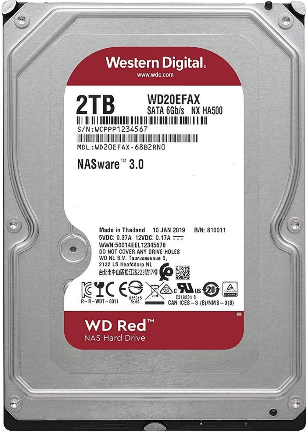 Жесткий диск WESTERN DIGITAL SATA 3.5" 2TB 6GB/S 256MB RED WD20EFAX фото