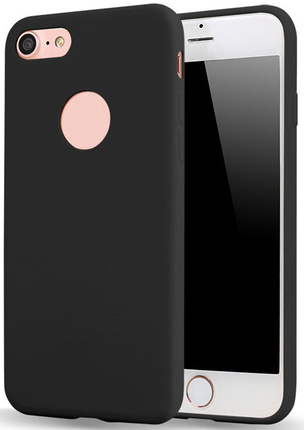 Чехол-накладка с окошком для логотипа для iPhone 7, 8, черный фото