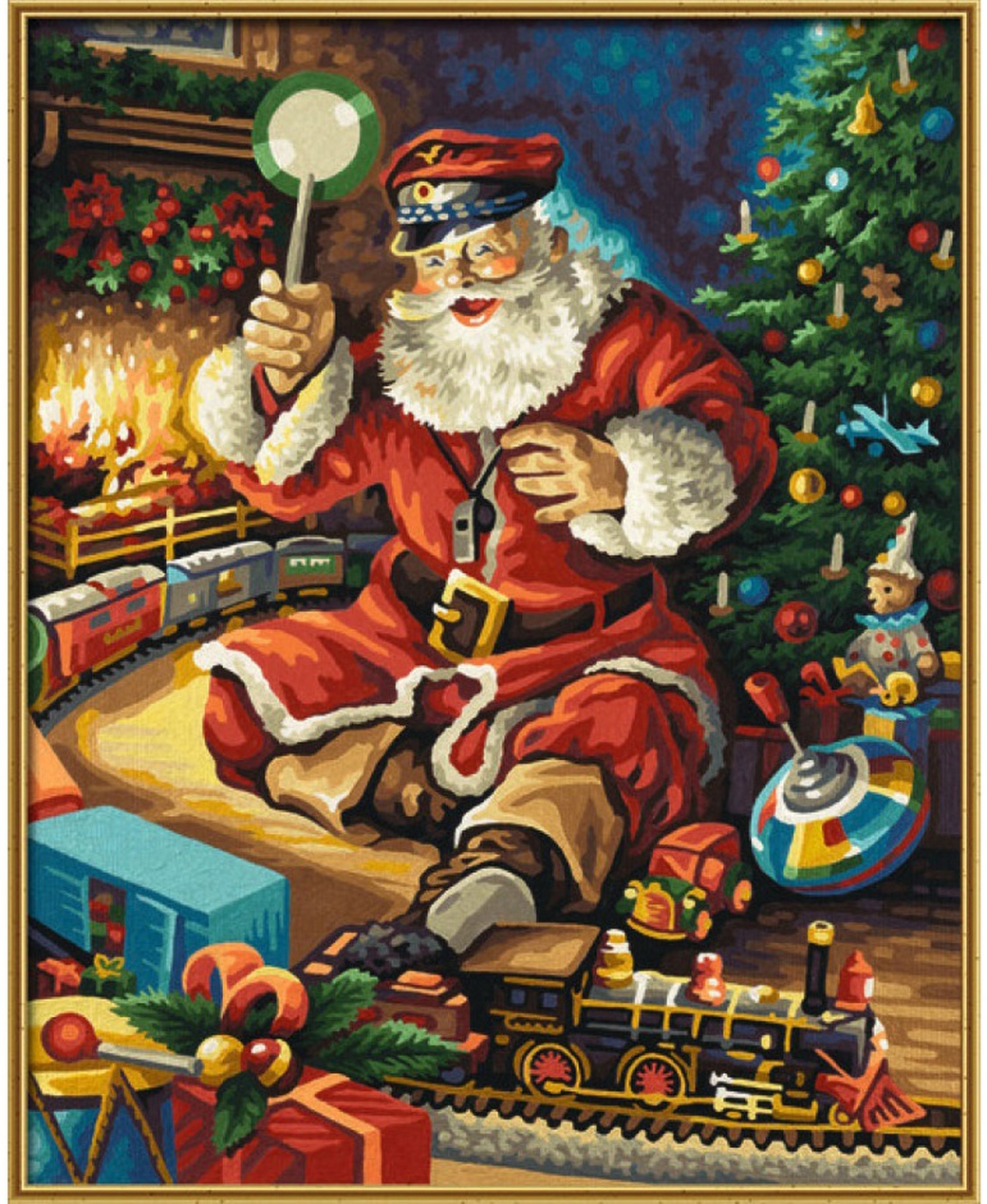 Schipper Санта Клаус с железной дорогой - раскраска по номерам, 40х50 см фото