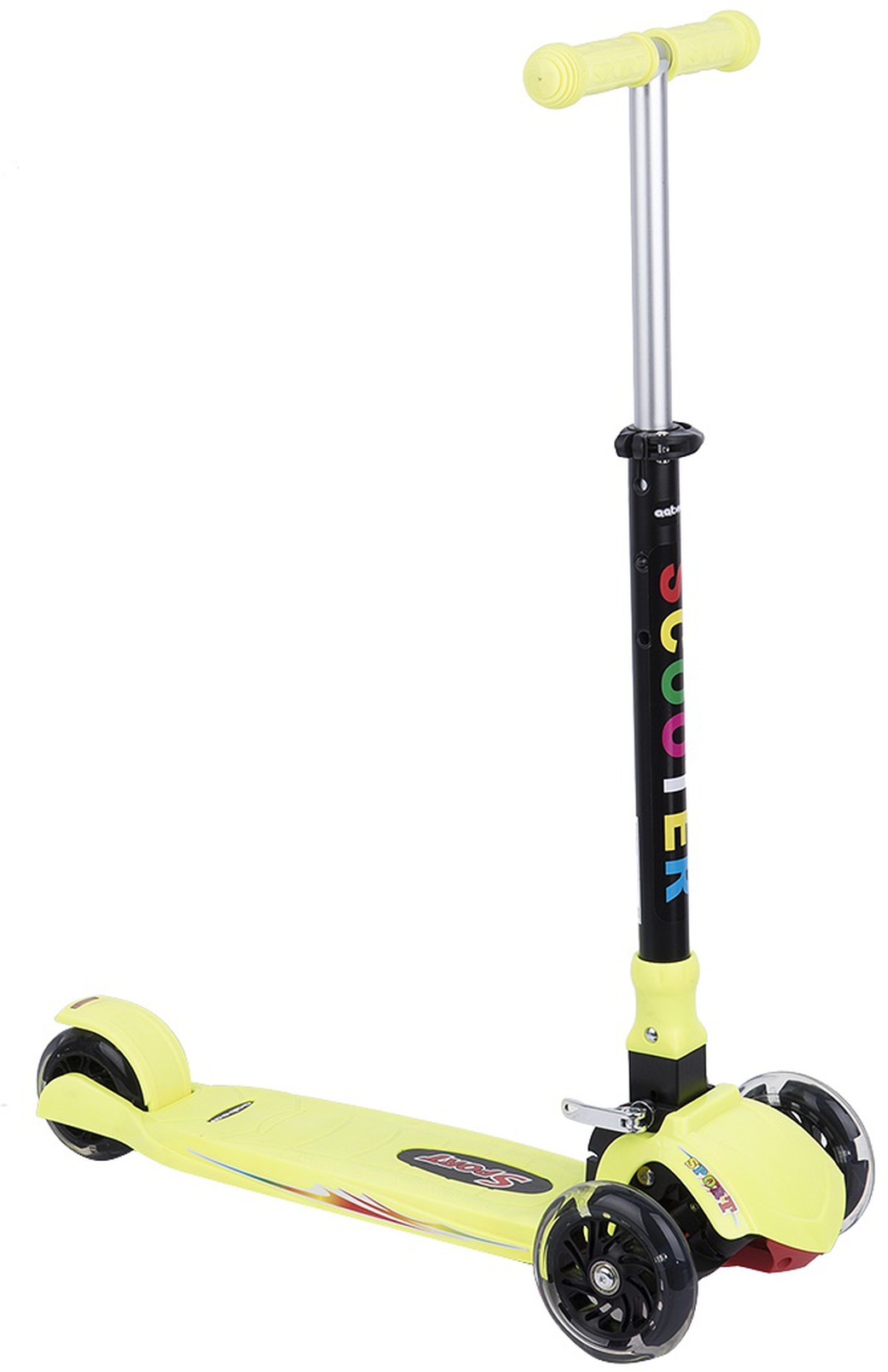 Leader Kids QQBear - трехколесный самокат (ярко желтый) со светящимися колесами фото