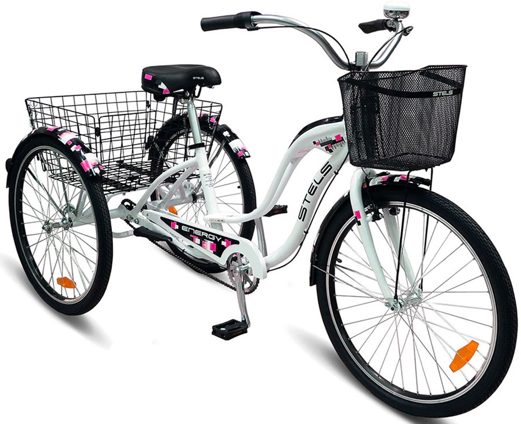 Велосипед Stels Energy Il 26" Белый/Розовый (с корзиной) (16 г) (LU081963) 16' фото