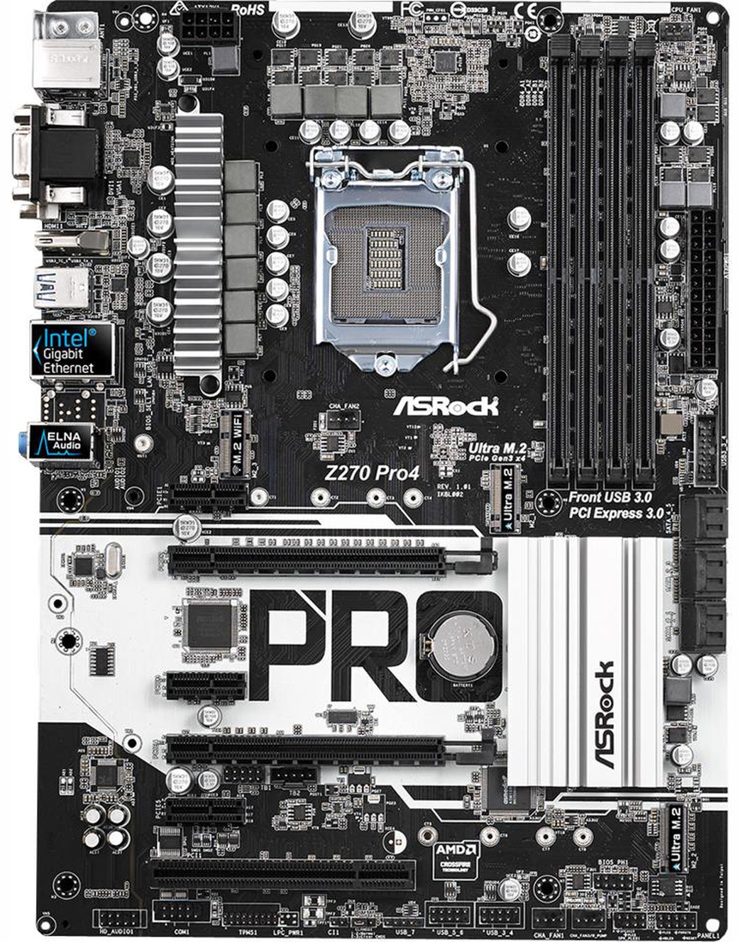 Материнская плата Asrock H270 PRO4 Soc-1151 Intel H270 4xDDR4 ATX AC`97 8ch(7.1) GbLAN RAID+VGA+DVI+HDMI фото