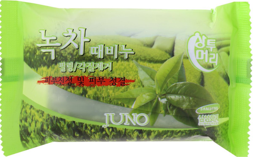 Juno Мыло с отшелушивающим эффектом с зеленым чаем, 150г фото