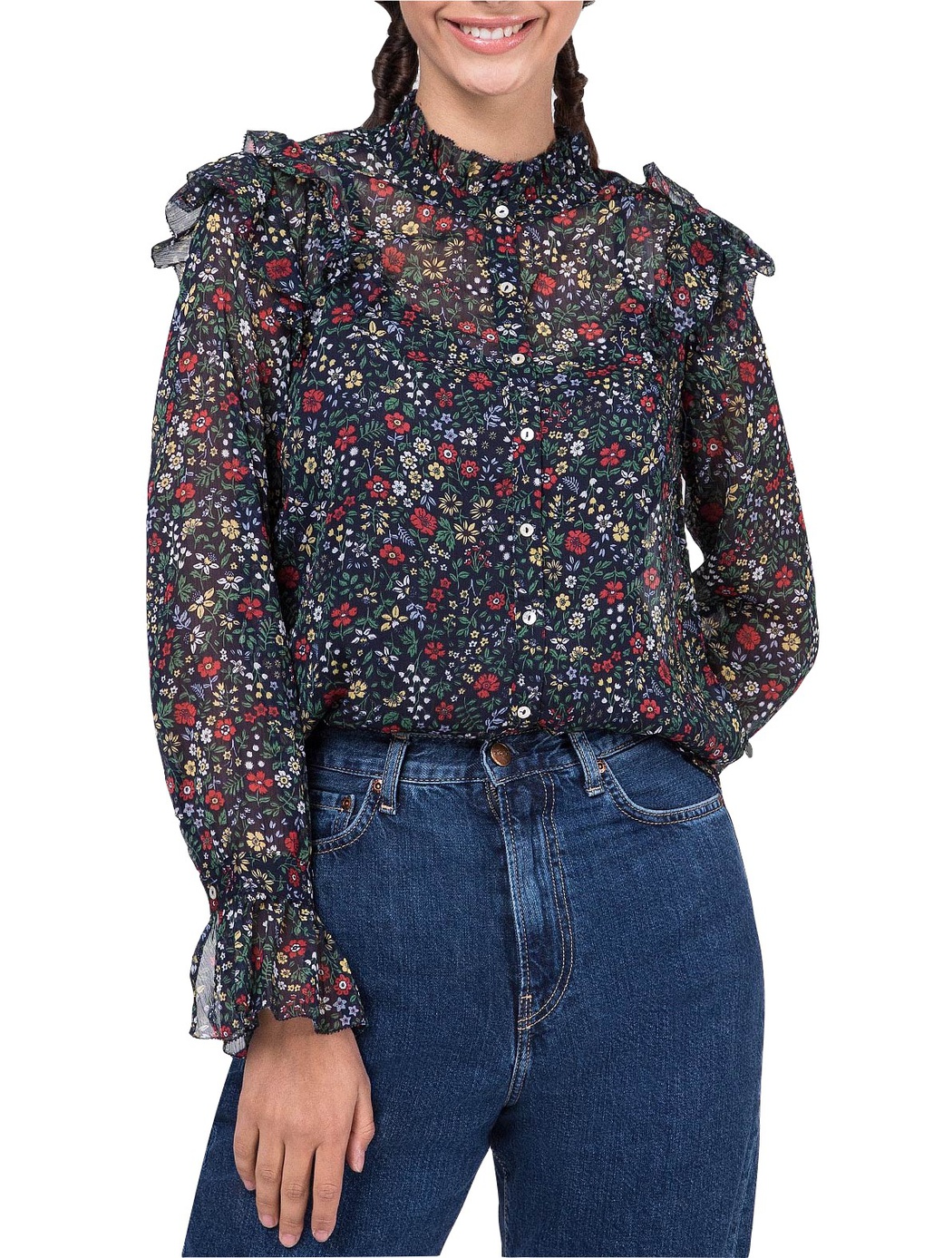 Блуза Pepe Jeans с цветочным принтом PL303409, мультиколор фото